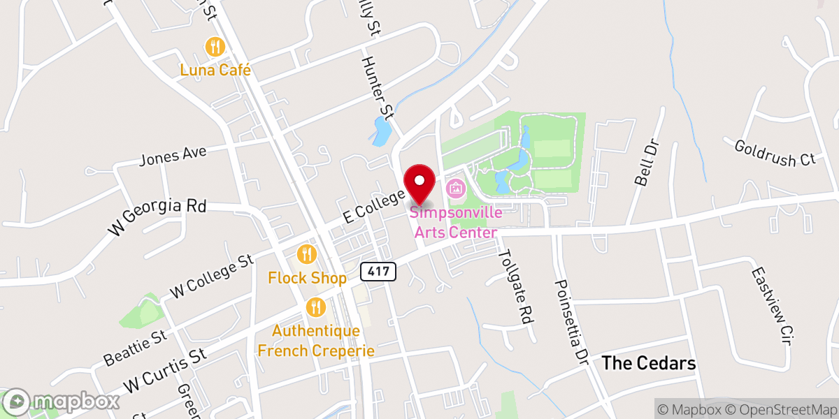 Map showing location of First Baptist Simpsonville | Upstate Church