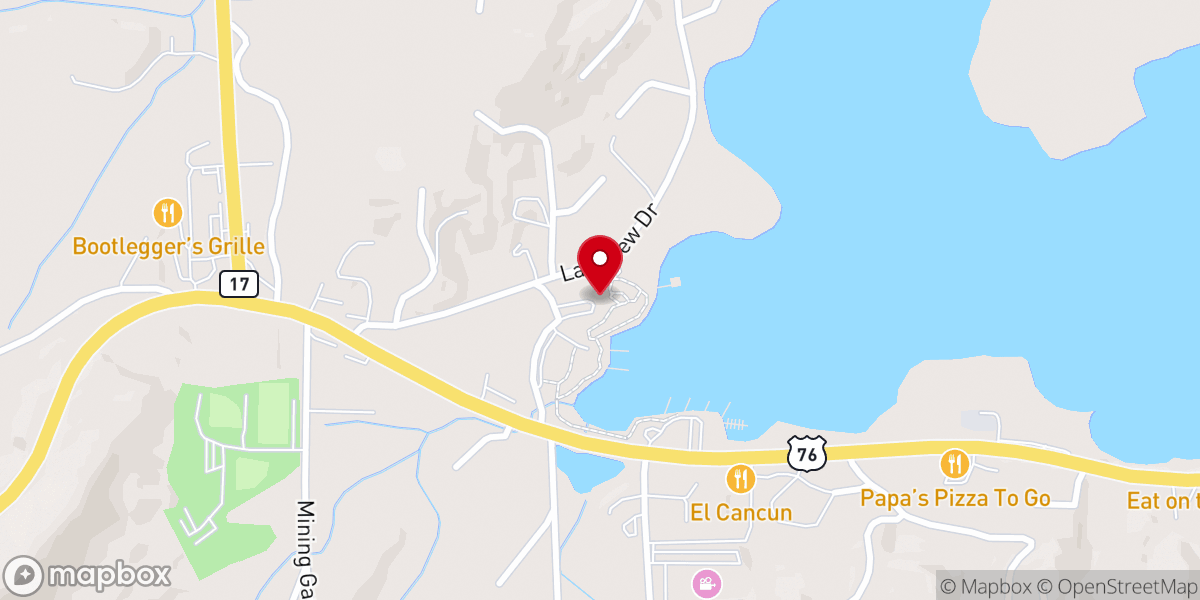 Map showing location of The Ridges Resort on Lake Chatuge