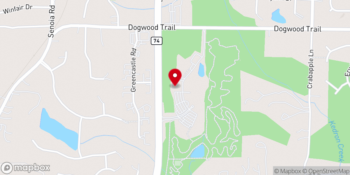 Map showing location of Dogwood Church