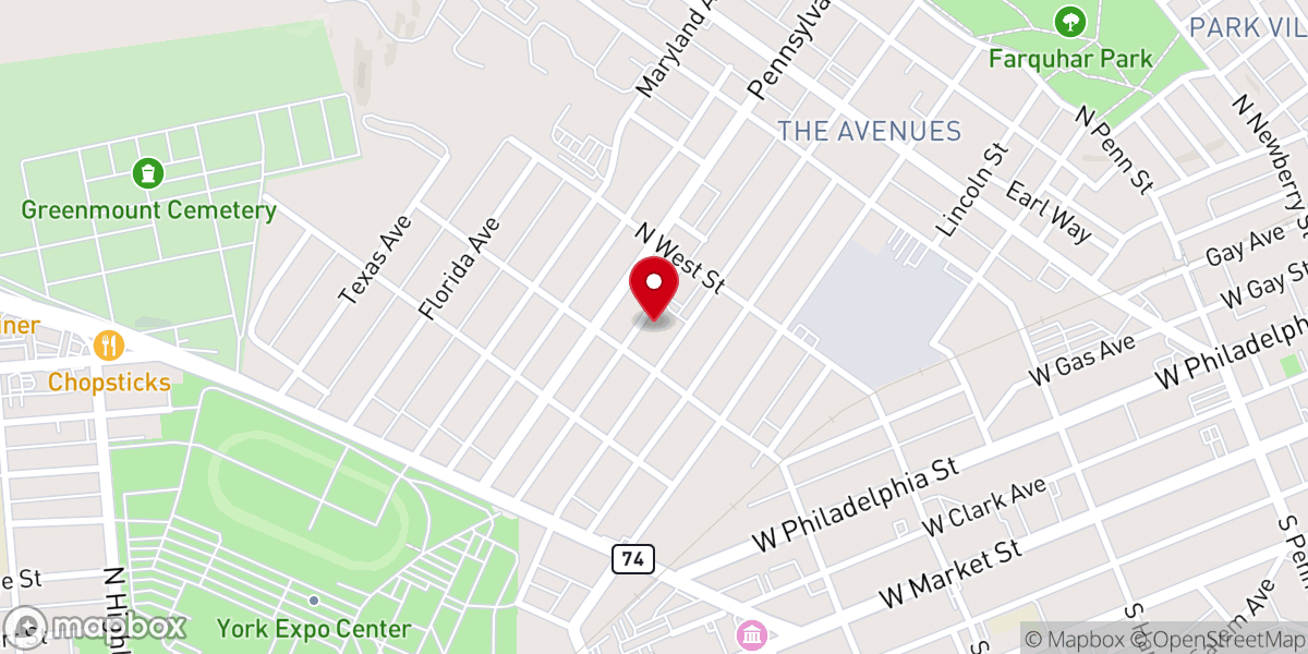 Map showing location of Madison Ave. Church of the Brethren