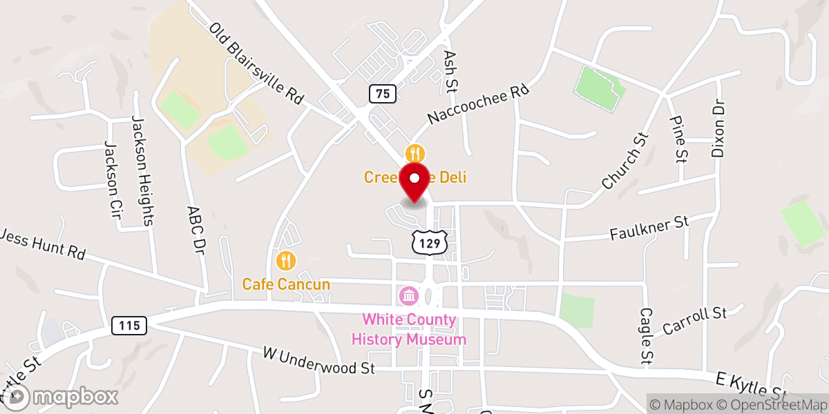 Map showing location of First Presbyterian Church