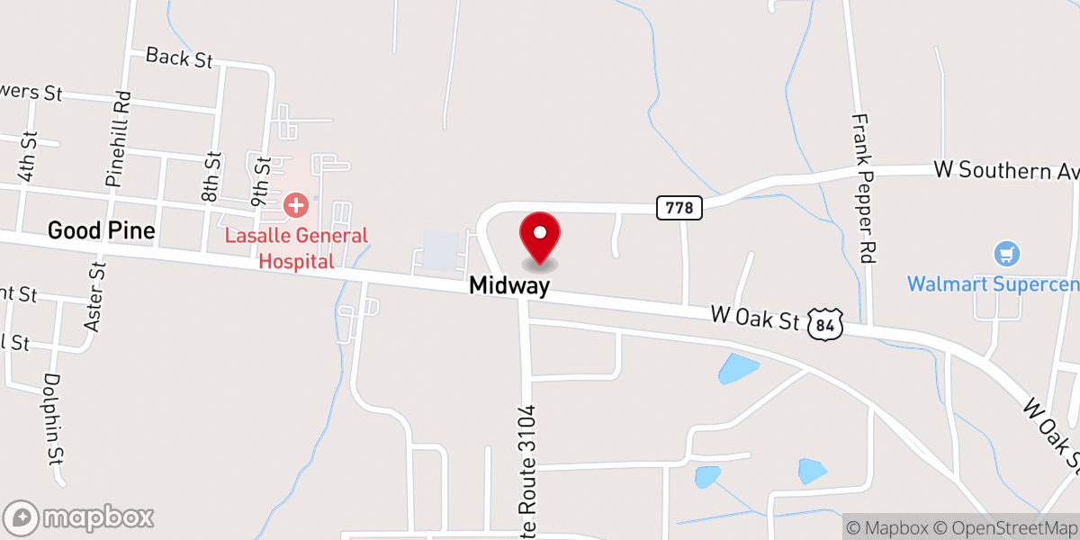 Map showing location of Midway Baptist Church