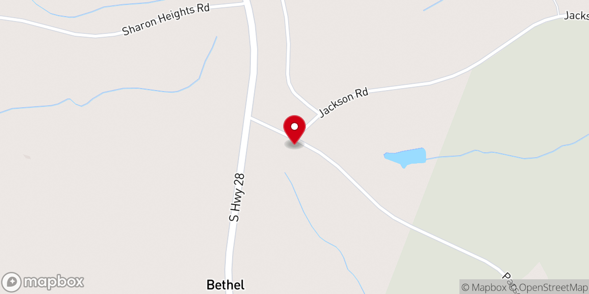 Map showing location of Bethel Methodist Church