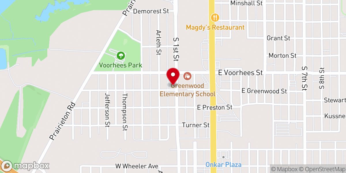 Map showing location of Greenwood Baptist Church