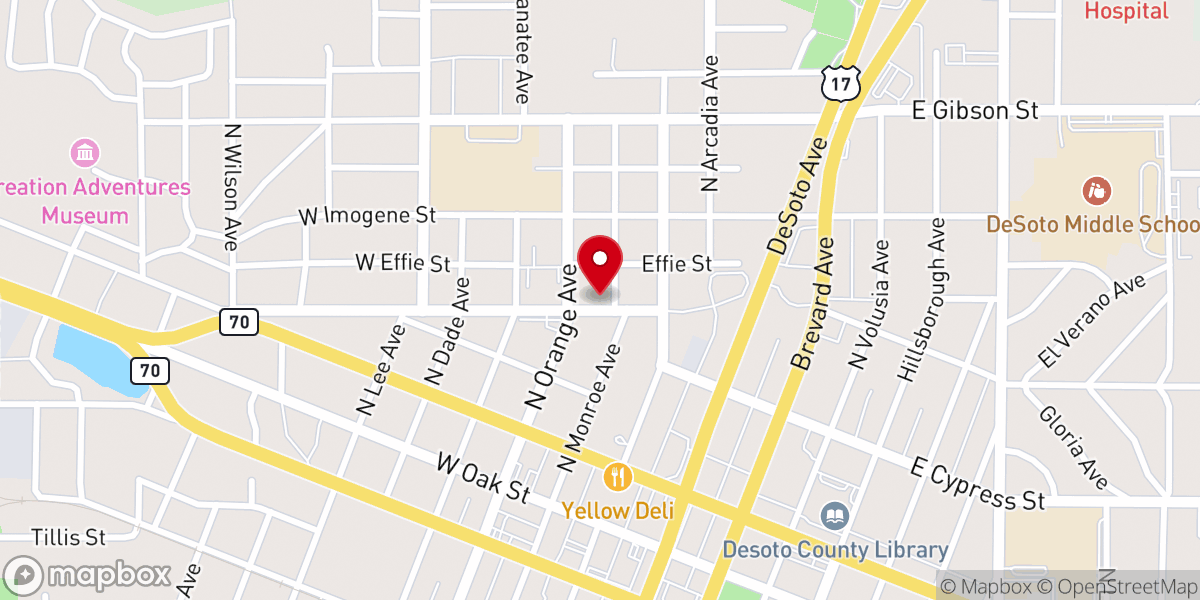 Map showing location of Arcadia Baptist Church