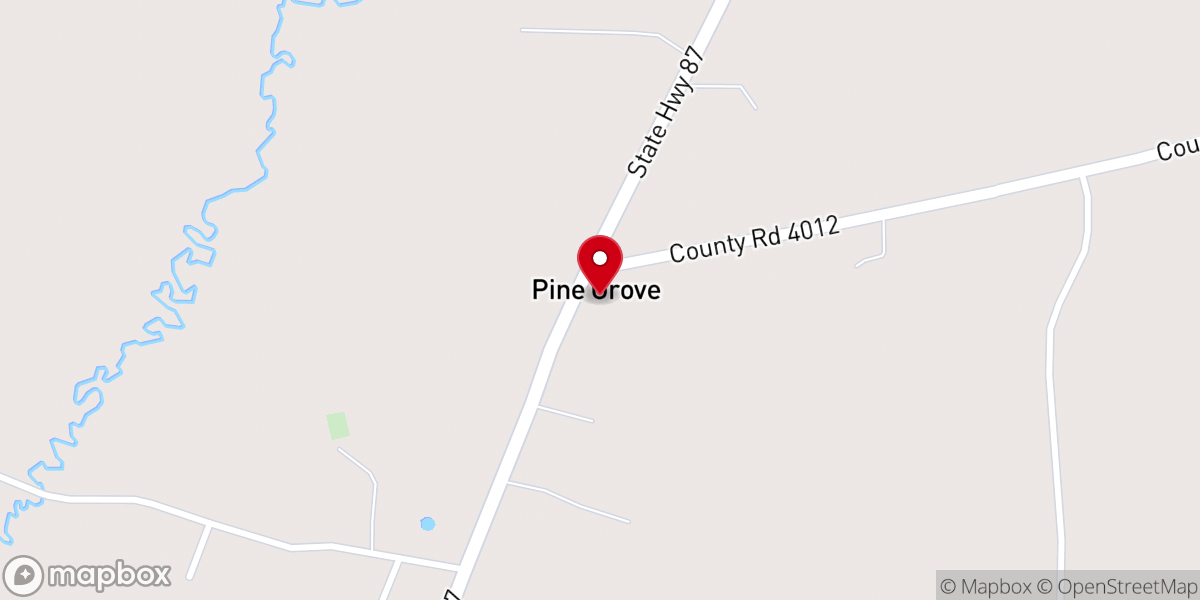 Map showing location of Pine Grove Baptist Church