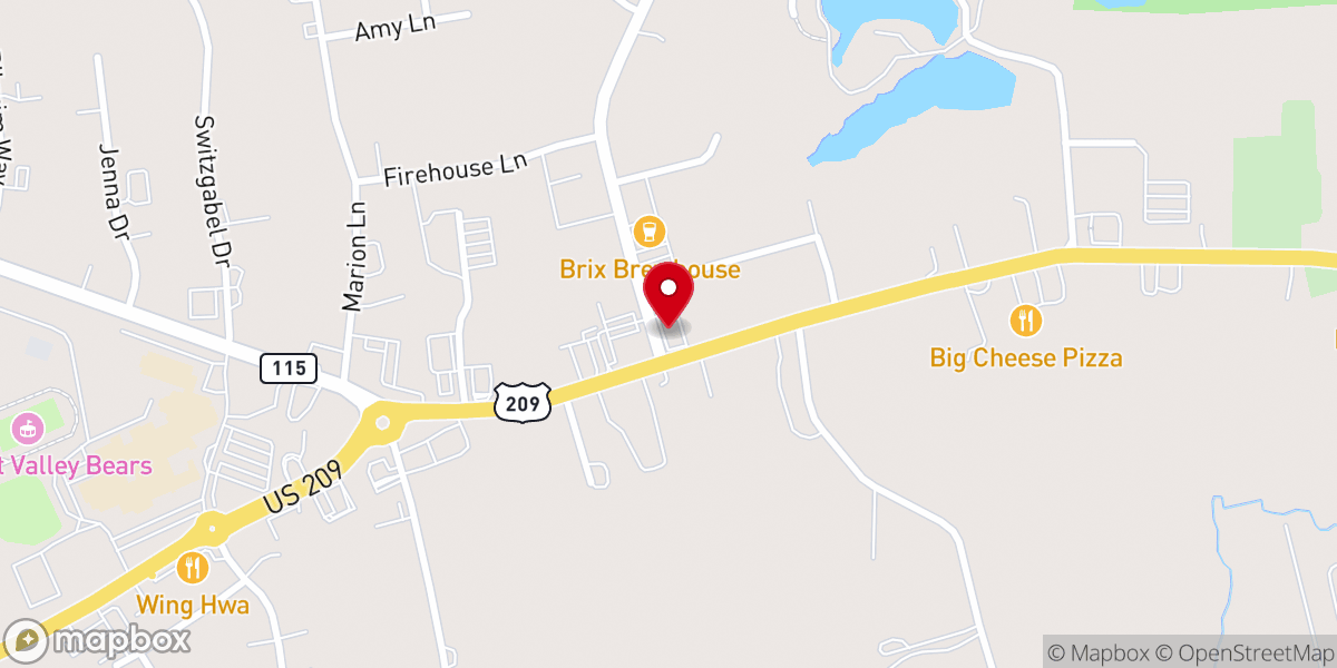 Map showing location of Brodheadsville Congregation