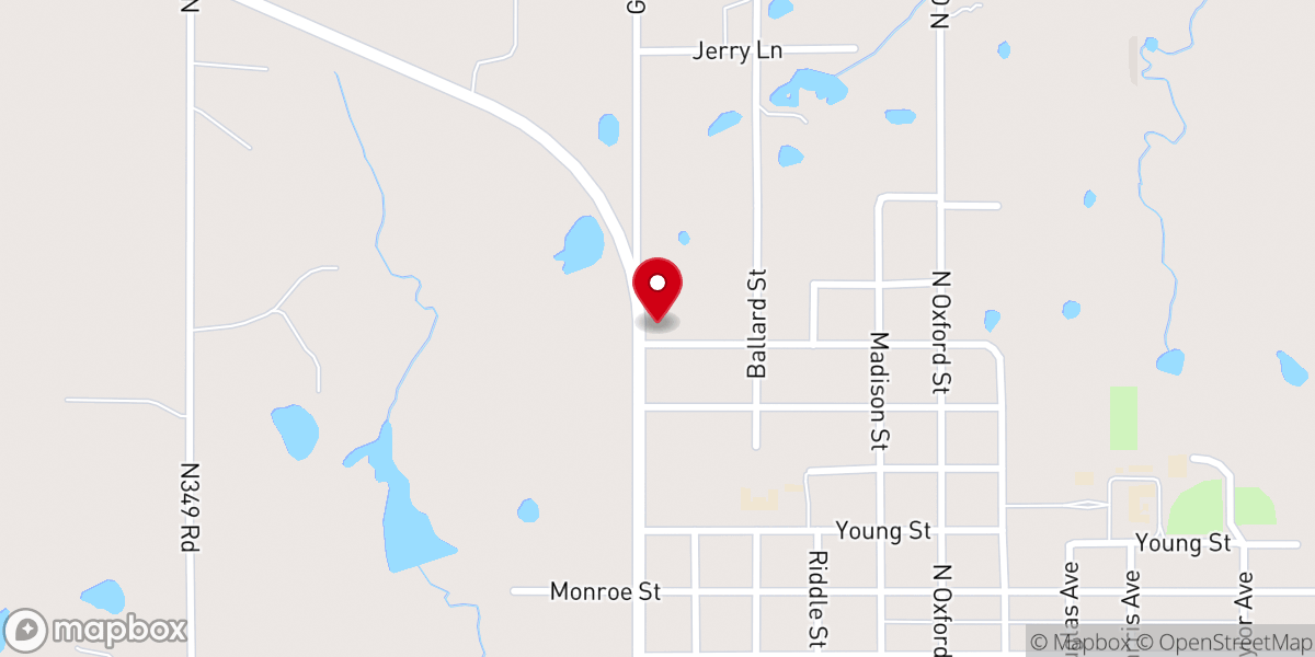 Map showing location of First Baptist Church, Maud