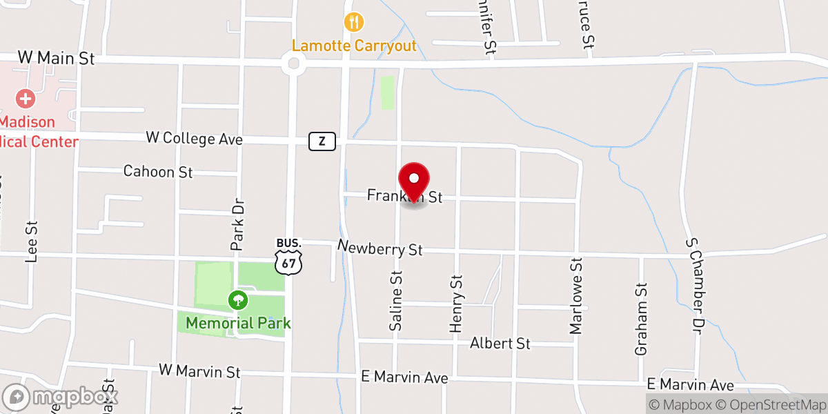 Map showing location of First Assembly of God