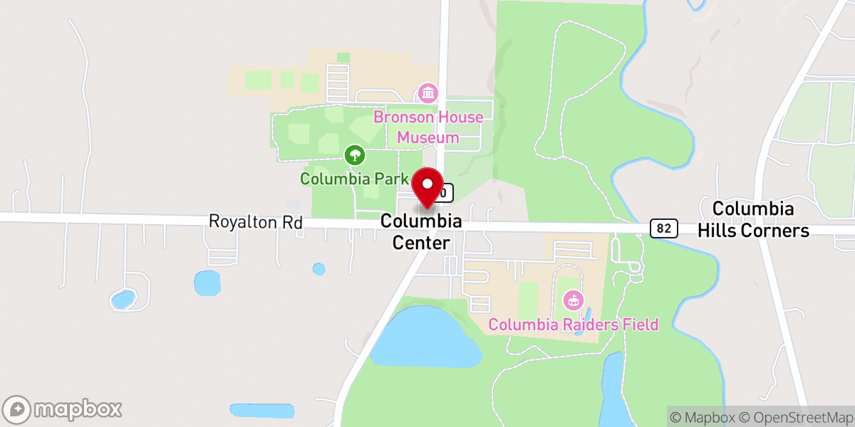 Map showing location of Columbia Baptist Church
