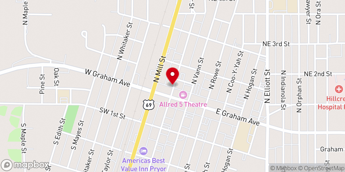 Map showing location of Catholic Charities Muskogee