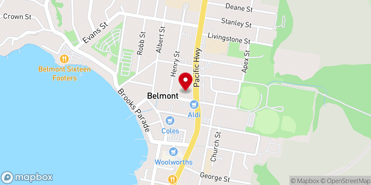 Map showing location of Belmont Baptist Church