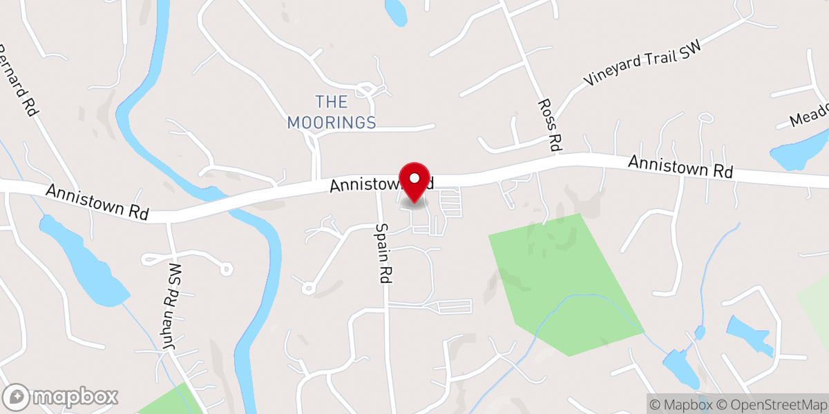 Map showing location of Annistown Road Church