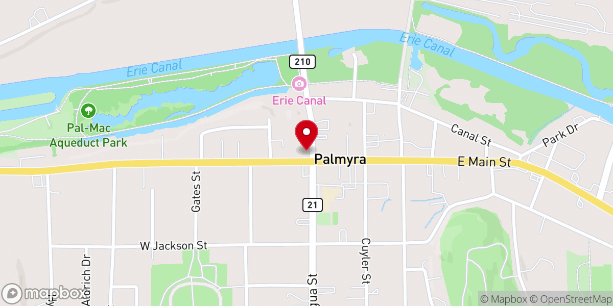 Map showing location of Palmyra United Methodist Church