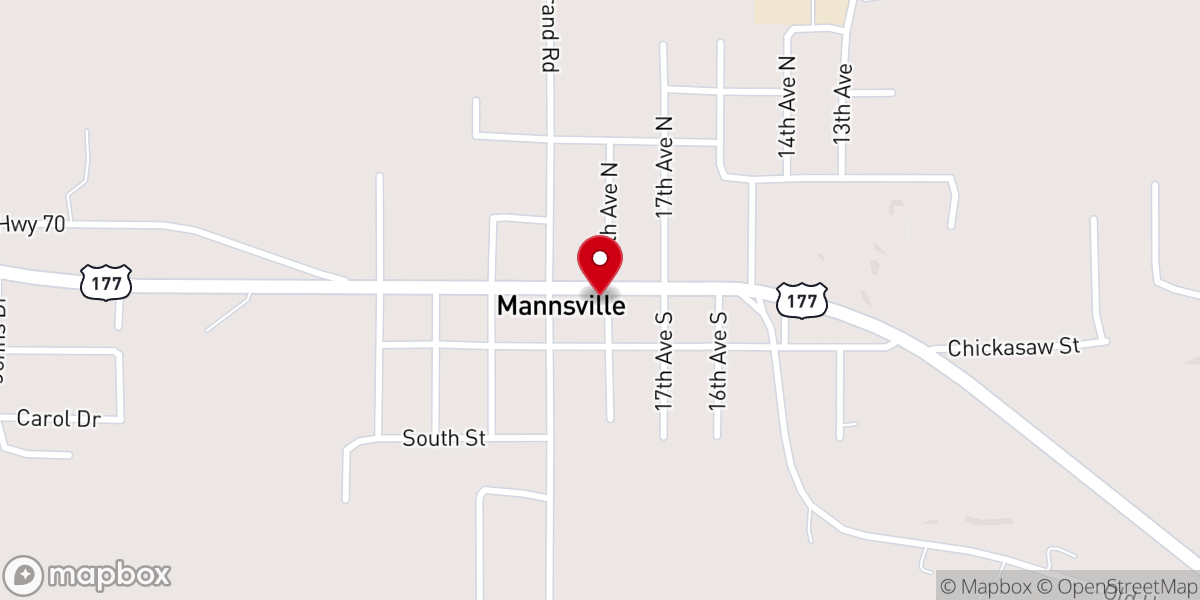 Map showing location of Mannsville Community Center
