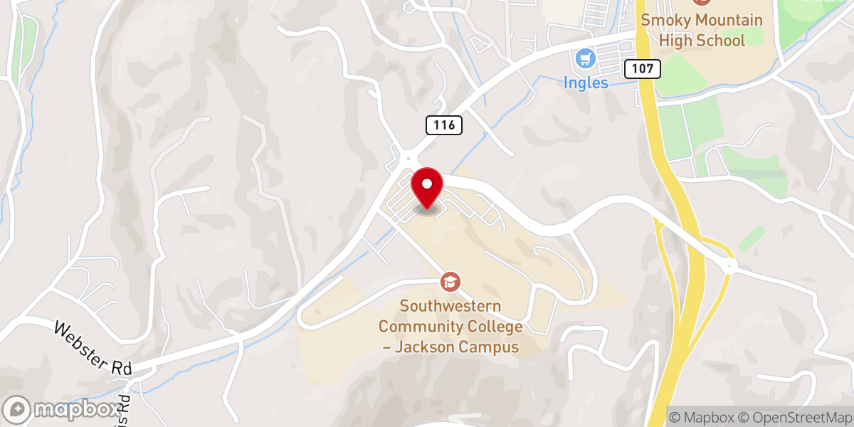 Map showing location of Southwestern Community College