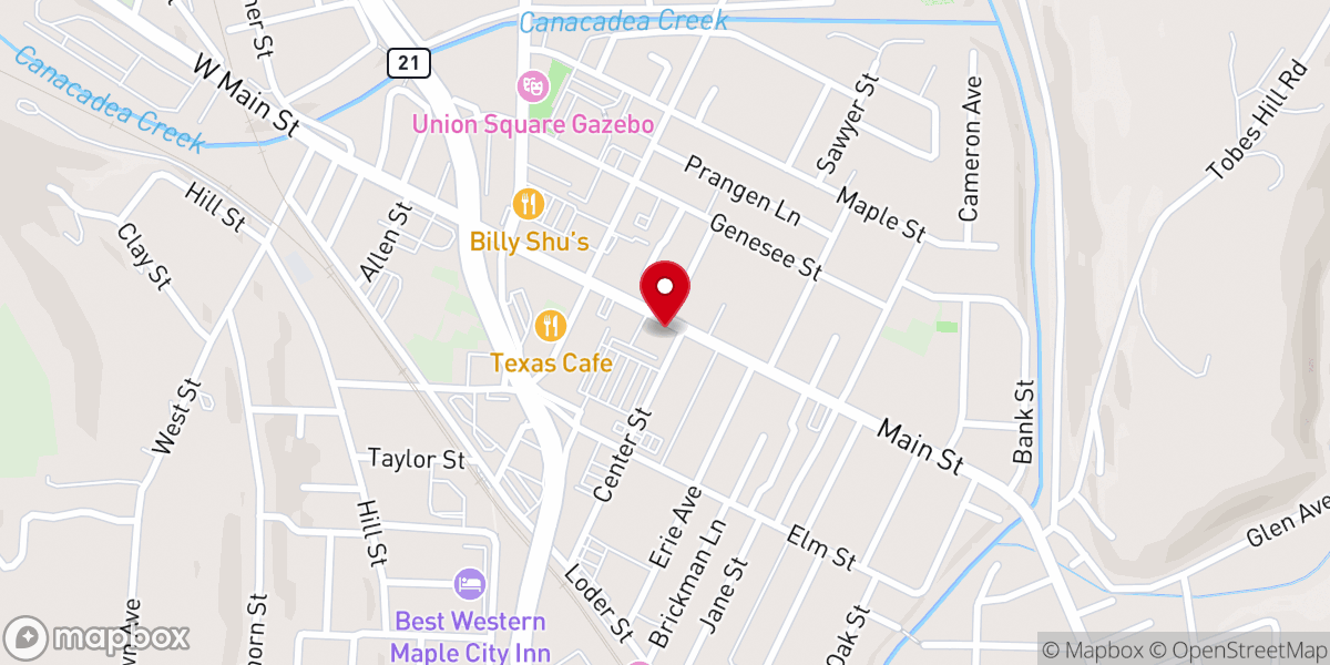 Map showing location of Spotlight of Hornell