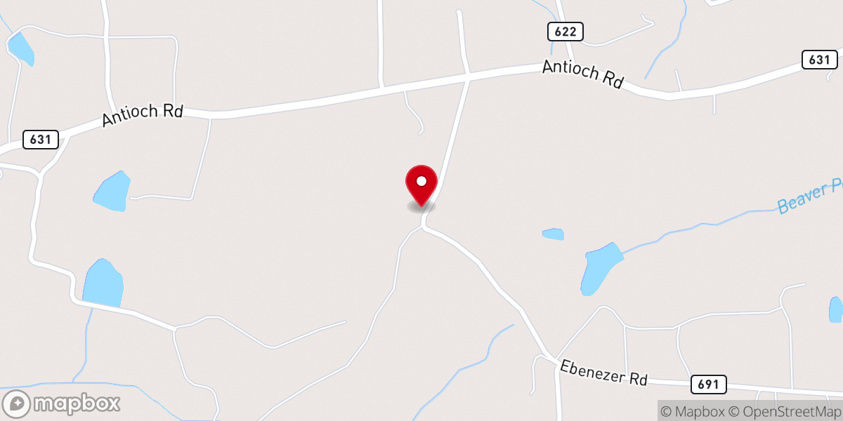Map showing location of Ebenezer Church