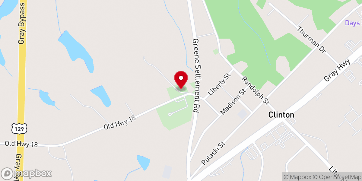 Map showing location of Clinton United Methodist Church