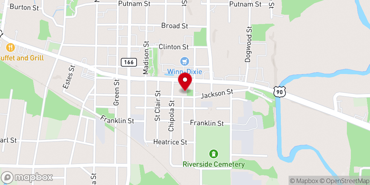 Map showing location of St Luke's Baptist Church Florida State Heritage Site
