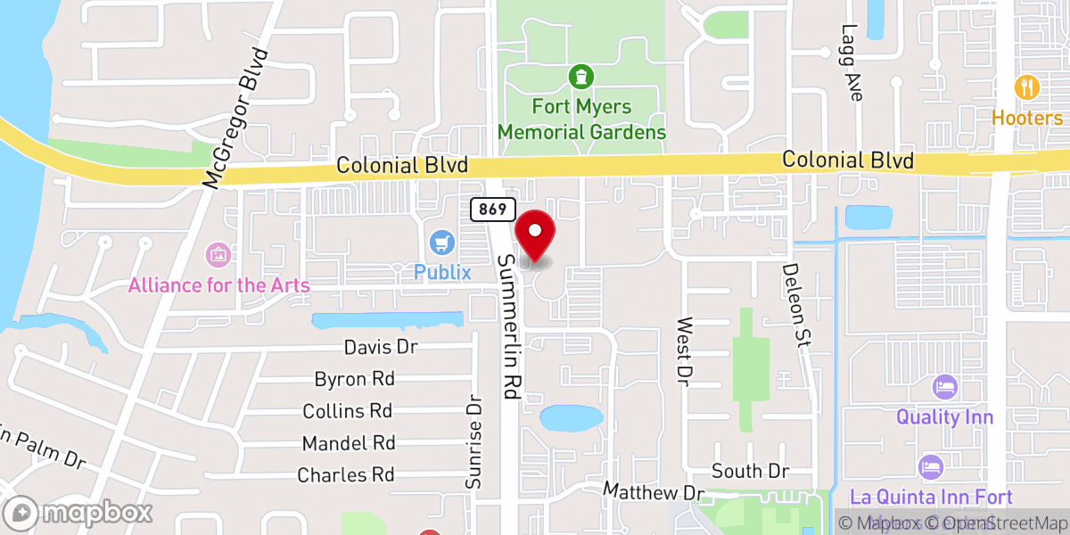 Map showing location of First Assembly of God Fort Myers