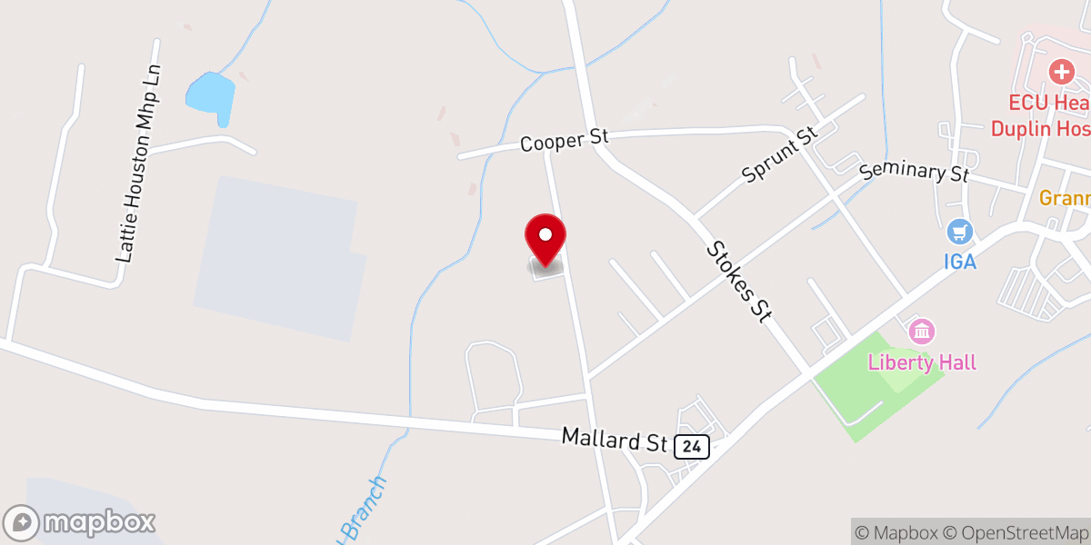 Map showing location of First Baptist Church