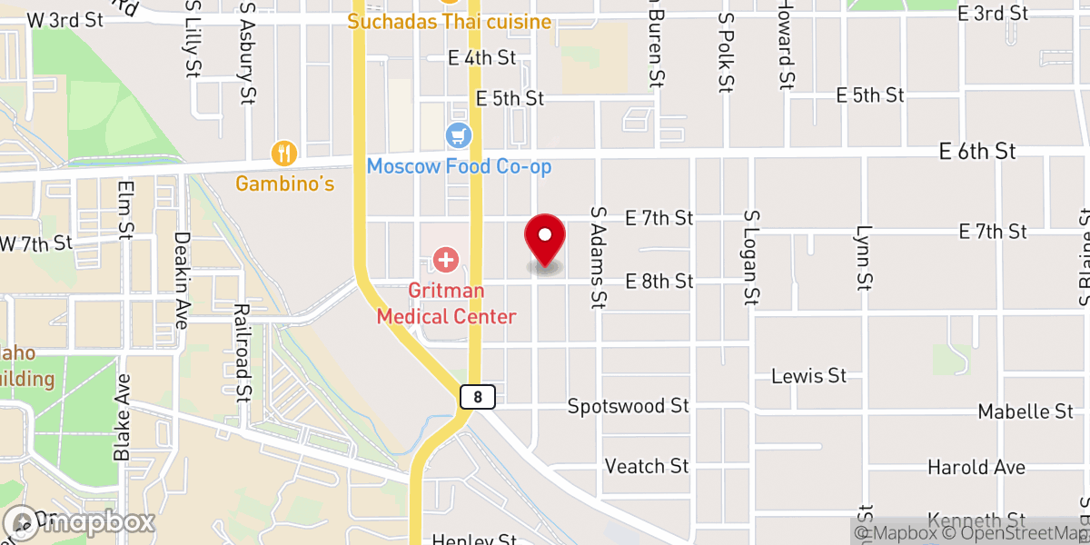 Map showing location of Whitepine Baptist Church