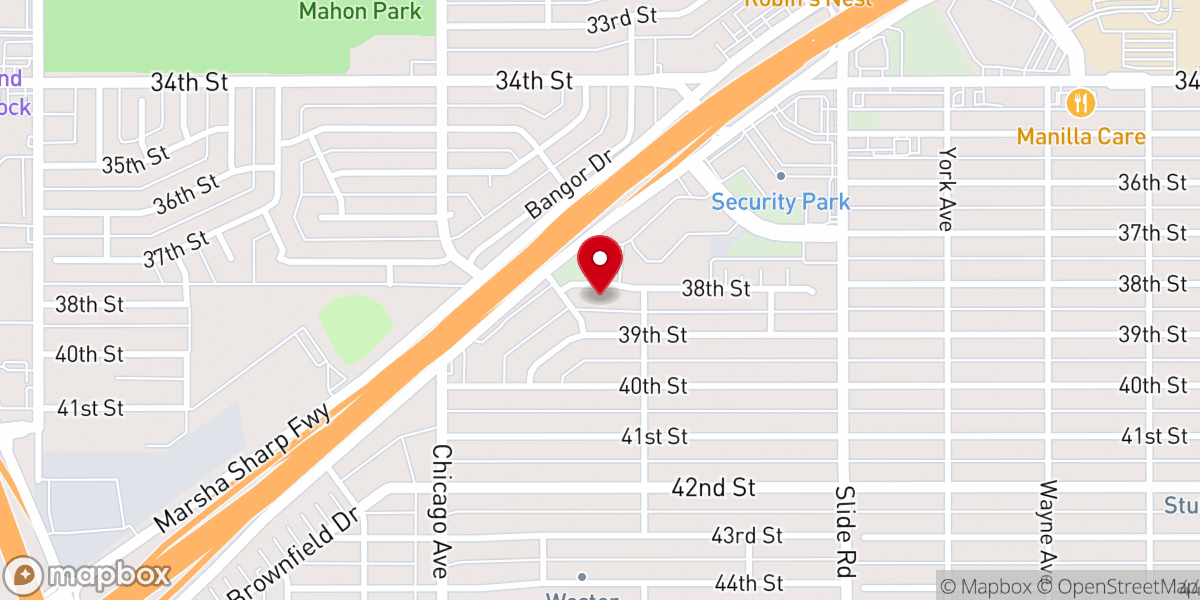 Map showing location of Temple Baptist Church