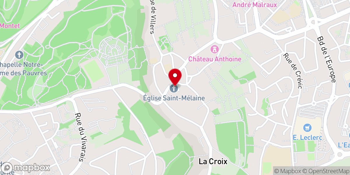 Map showing location of Église Saint-Melaine