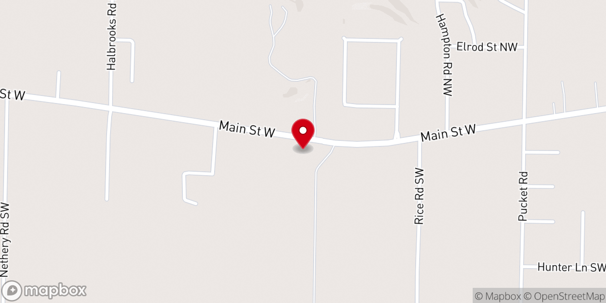 Map showing location of West Hartselle Baptist Church