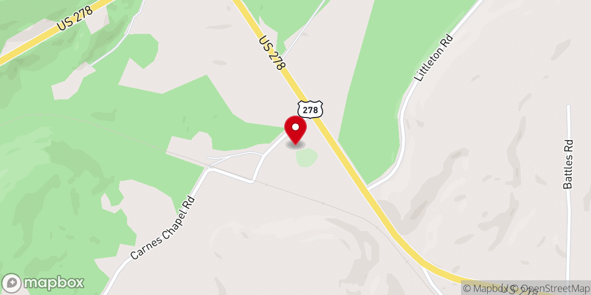 Map showing location of Carnes Chapel First Congregational Methodist Church