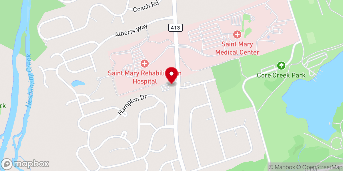 Map showing location of Core Creek Community Church