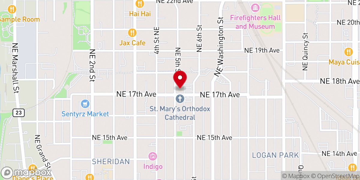 Map showing location of Saint Mary's Parish Center