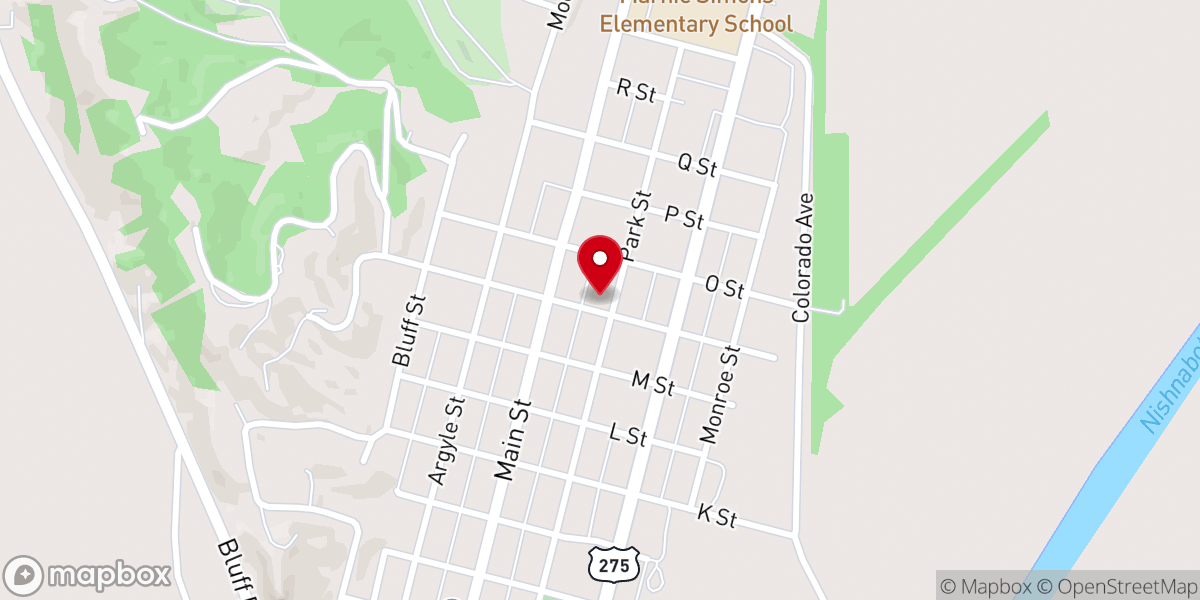 Map showing location of Assembly of God Church