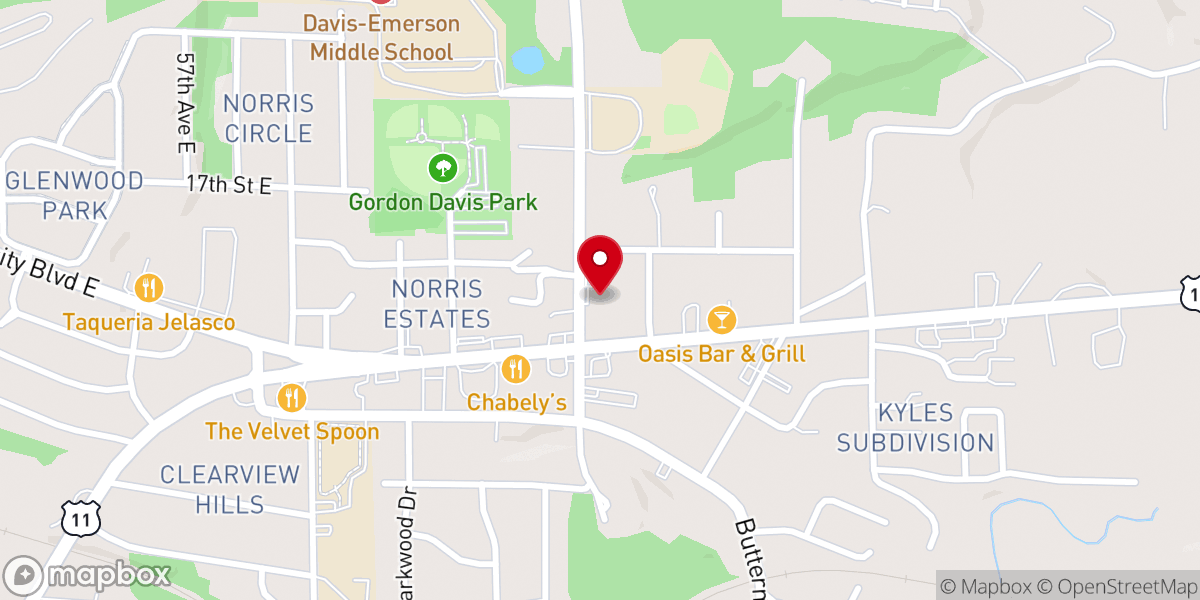 Map showing location of Cottondale Community Church