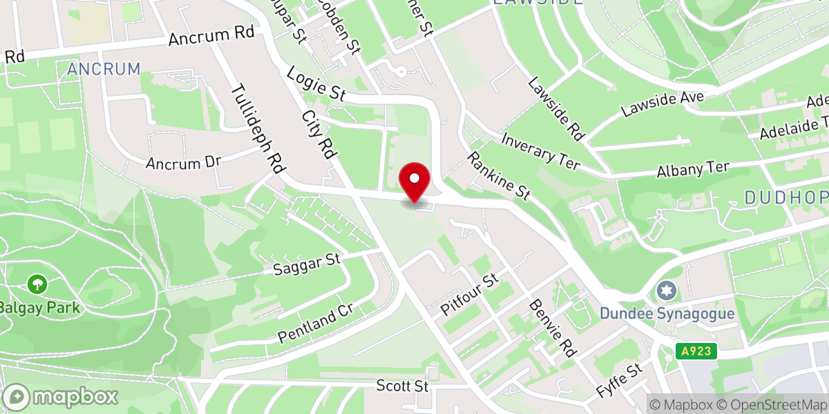 Map showing location of City Church Dundee