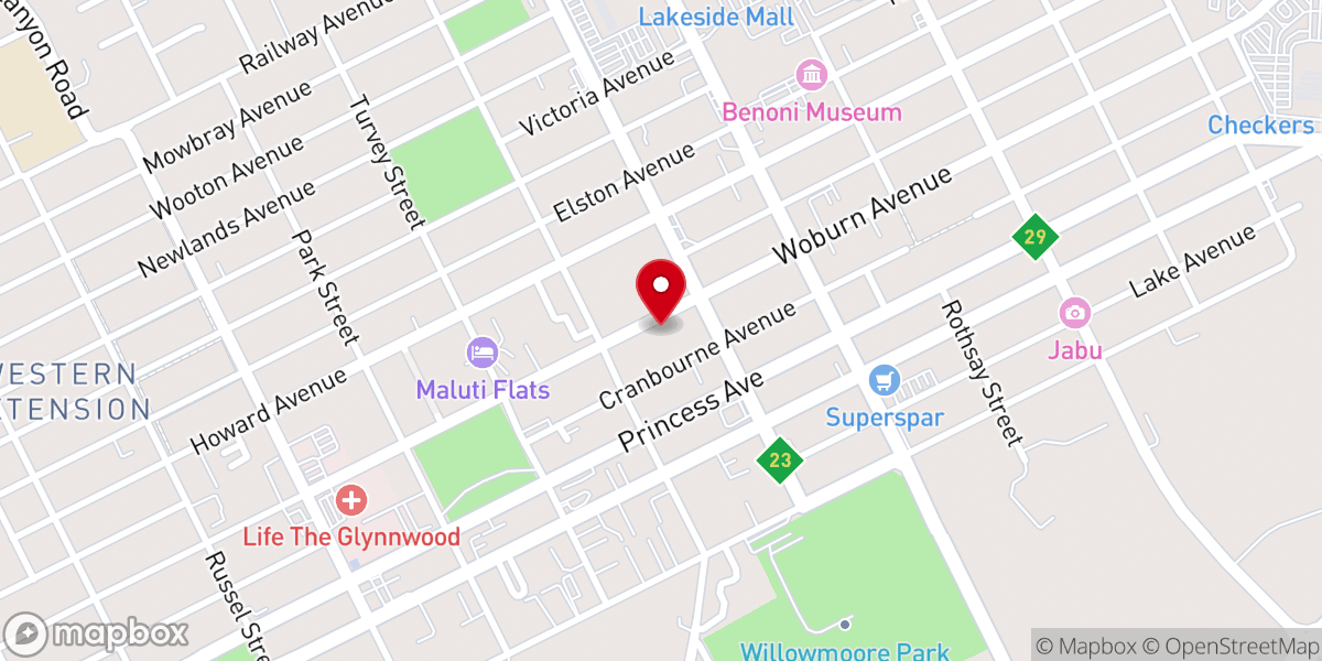 Map showing location of St Dunstan's Anglican Cathedral