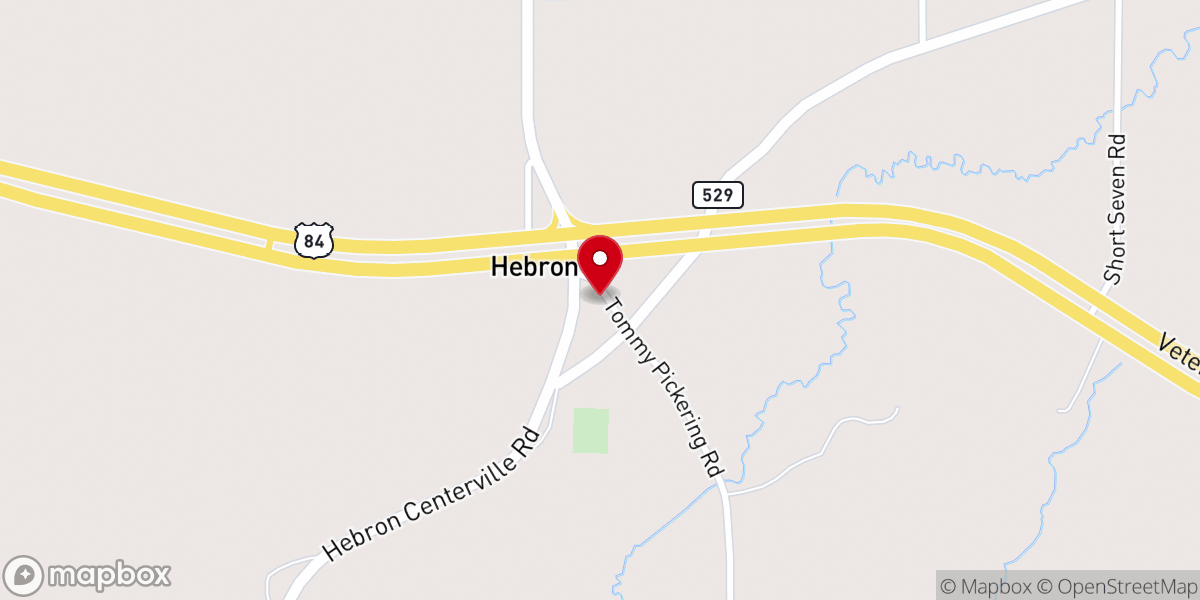 Map showing location of Hebron Community Center