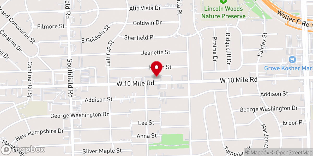 Map showing location of Congregation Yagdil Torah