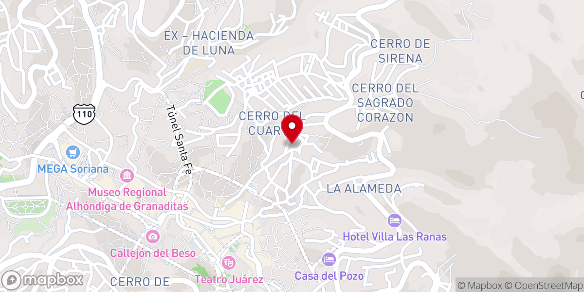 Map showing location of Santuario de Guadalupe