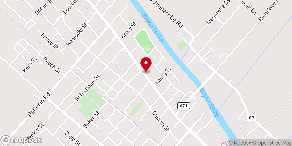 Map showing location of Jeanerette Chamber of Commerce
