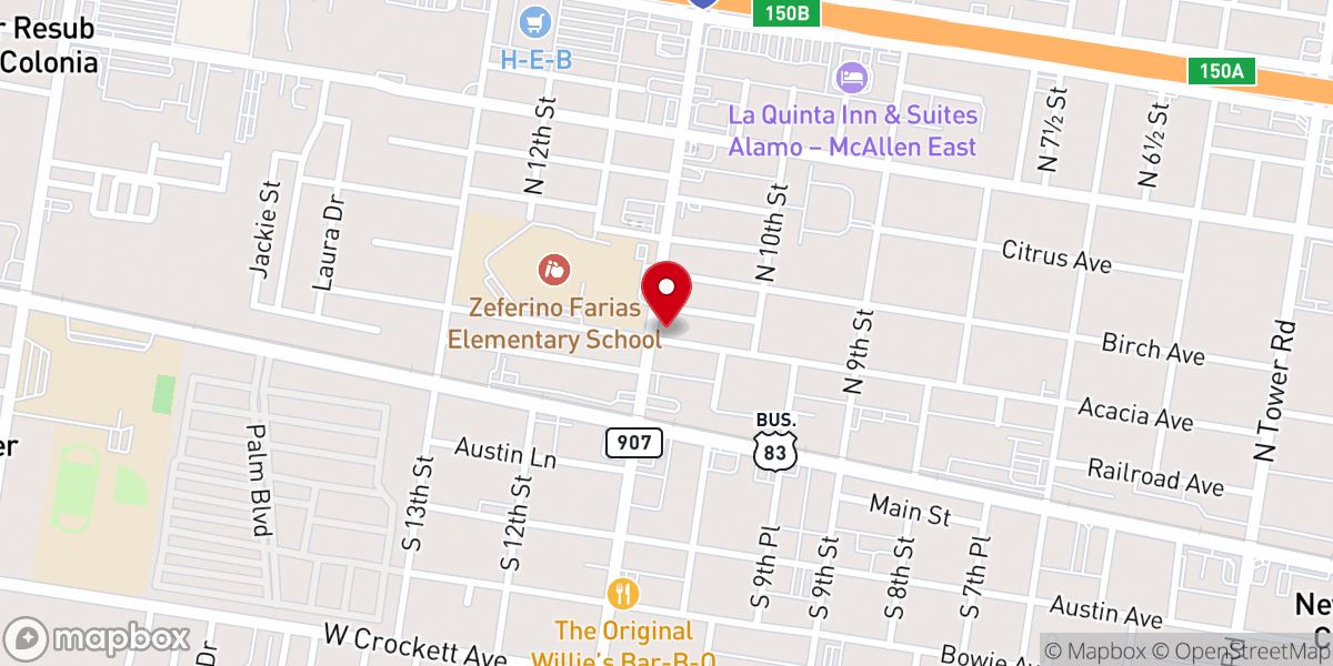 Map showing location of The Door Christian Fellowship Alamo