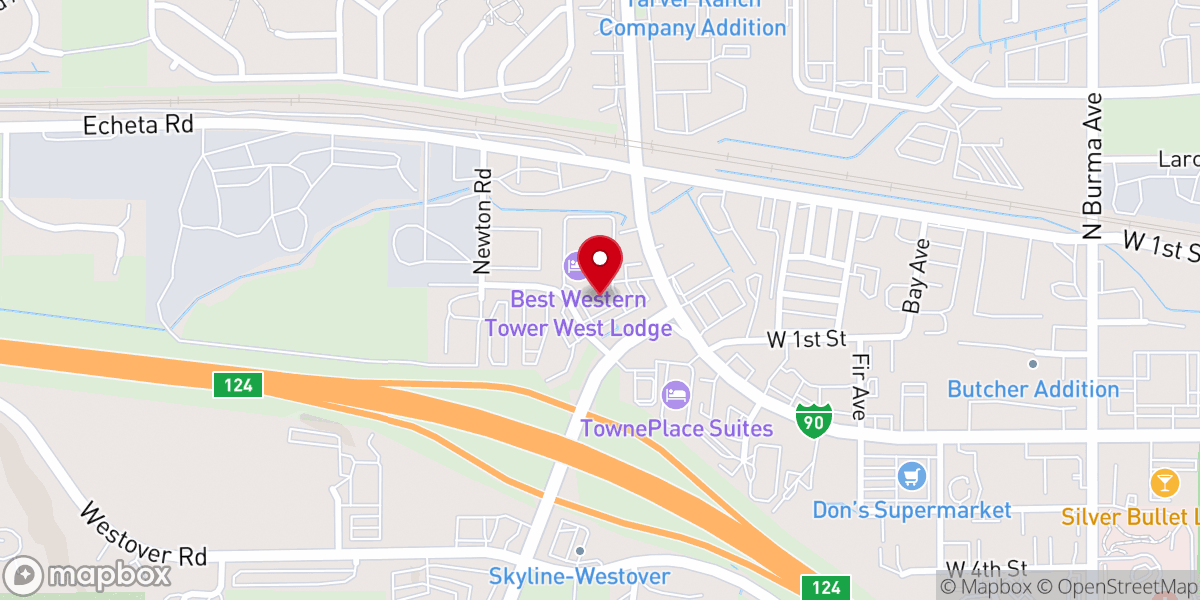 Map showing location of Best Western Tower West Lodge