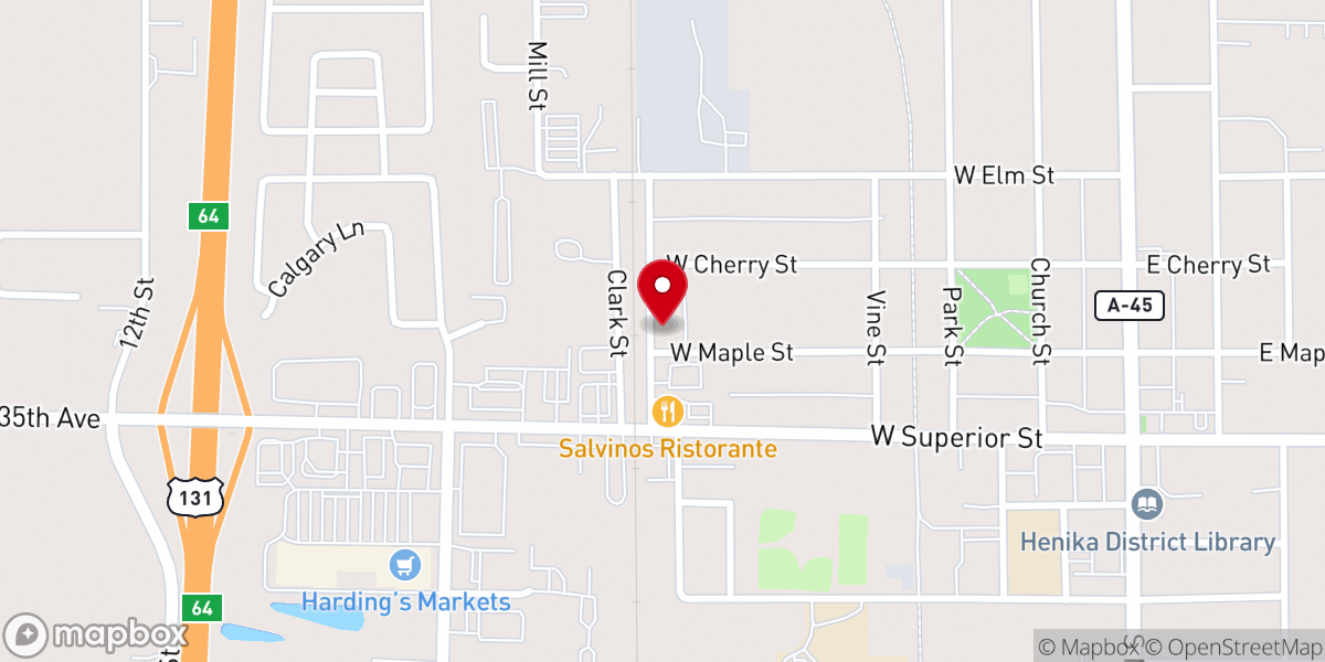 Map showing location of Peace Church Wayland
