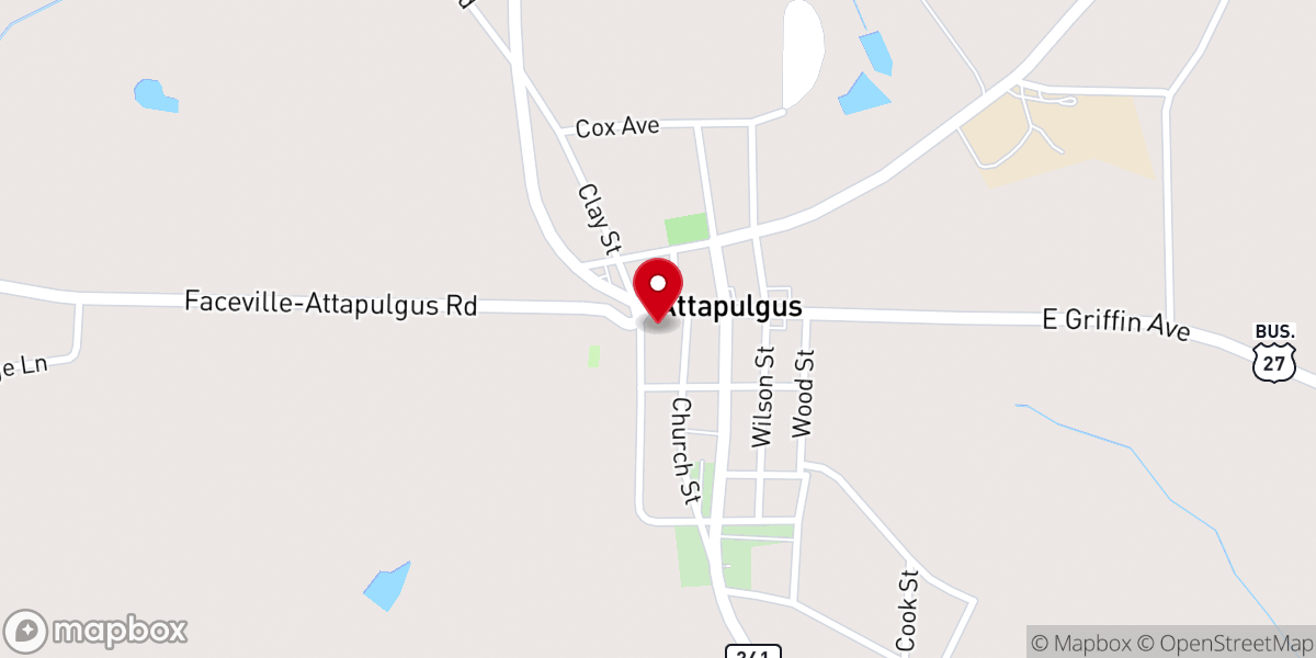 Map showing location of First Baptist Church