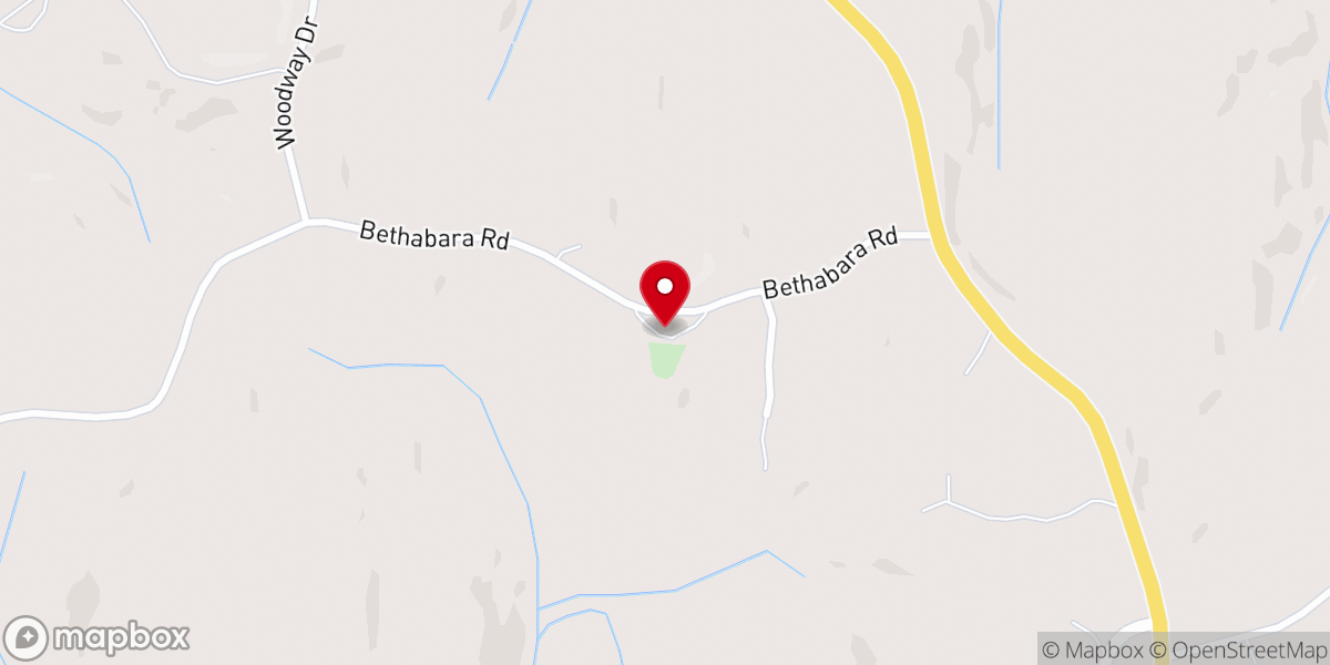 Map showing location of Bethabara Baptist Church