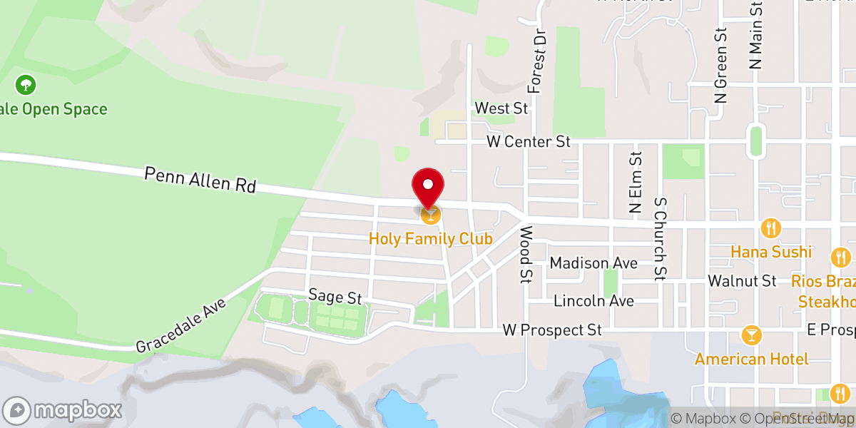 Map showing location of Holy Family Sick & Relief Society
