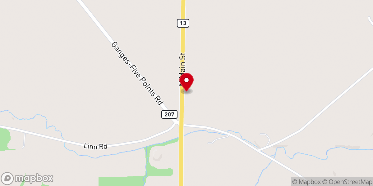 Map showing location of Pleasant Valley Baptist Church