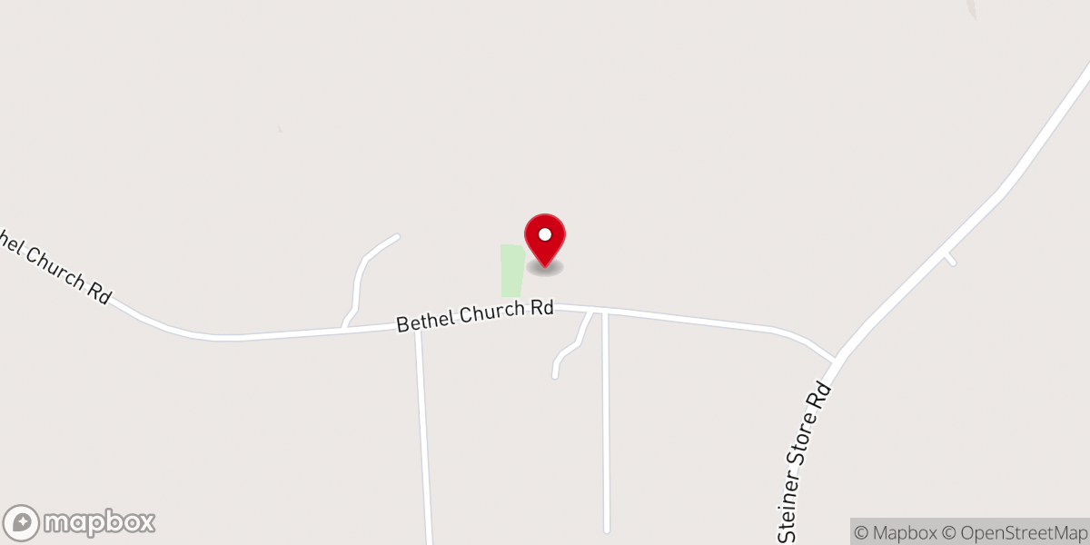 Map showing location of Bethel Methodist Church