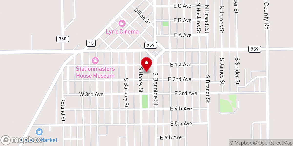 Map showing location of Church of Christ